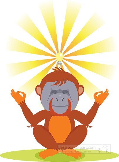 orangutan doing meditation cartoon clipart