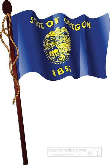 oregon state flag on flagpole clipart