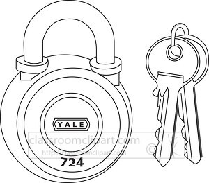 pad lock key black outline clipart