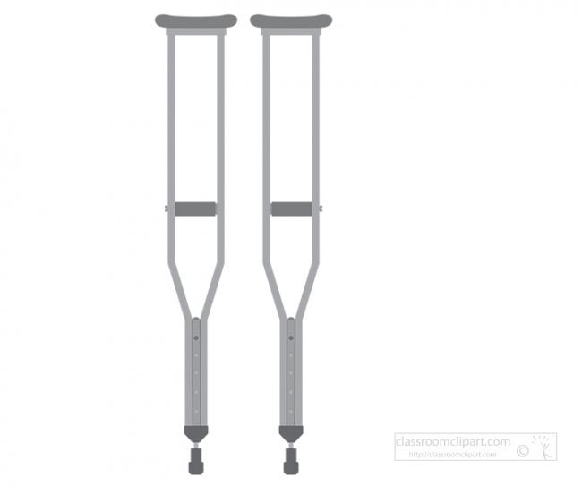 pair of mobility aid crutches vector gray color