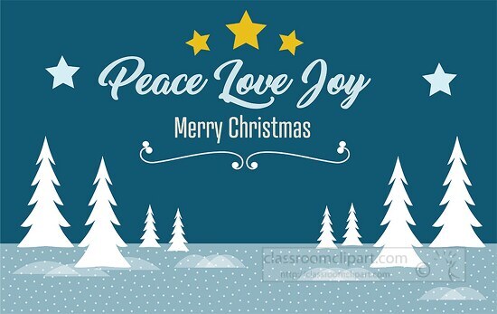 peace love joy merry christmas winter snow scene clipart
