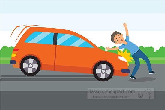 pedestrian hit by a car accident road safety clipart