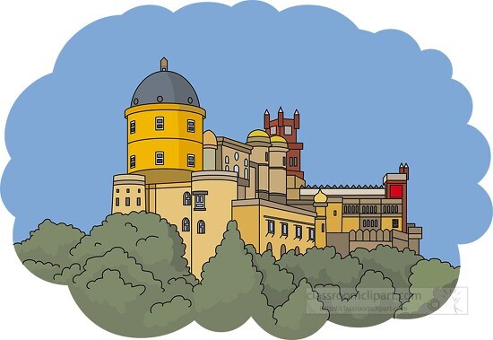 pena national palace sintra portugal clipart