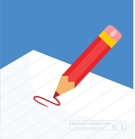 pencil with lined paper blue background