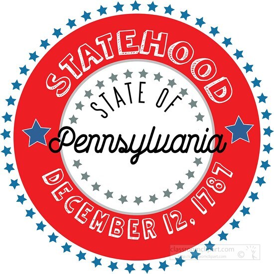 Pennsylvania Statehood 1787 date statehood round style with star