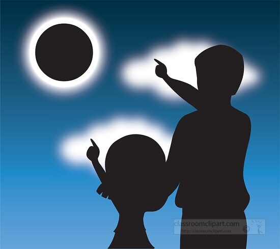 people looking pointing to the solar eclipse clipart 2