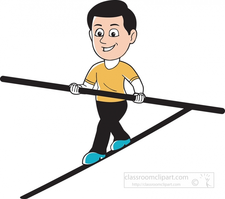 People Outline Clipart-performer tightrope walker black outline