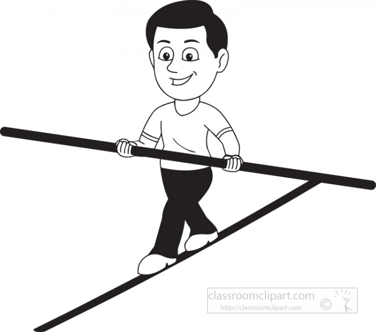 People Outline Clipart-performer tightrope walker black outline clipart