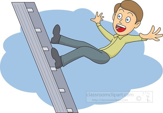 Construction Clipart-person falling off ladder