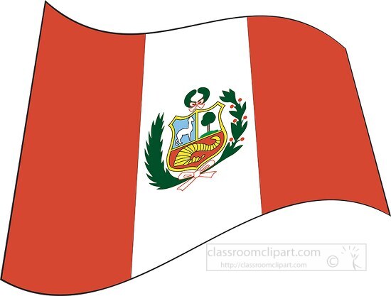 Peru flag flat design wavy clipart