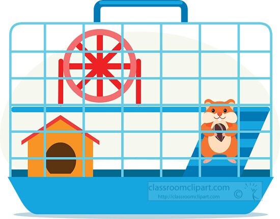 pet hamster in cage clipart