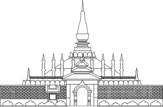 pha that luang in vientiane laos black white outline clipart