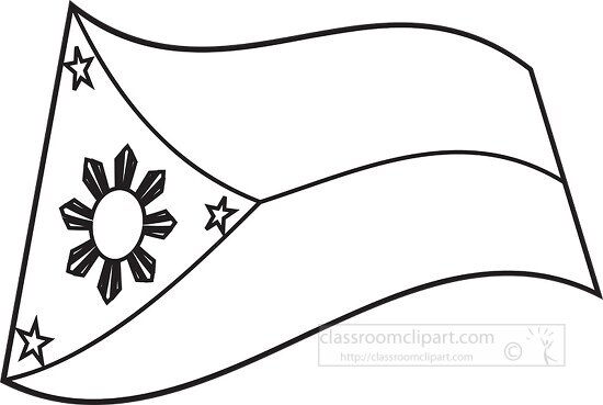 Philippines wavy flag black outline clipart