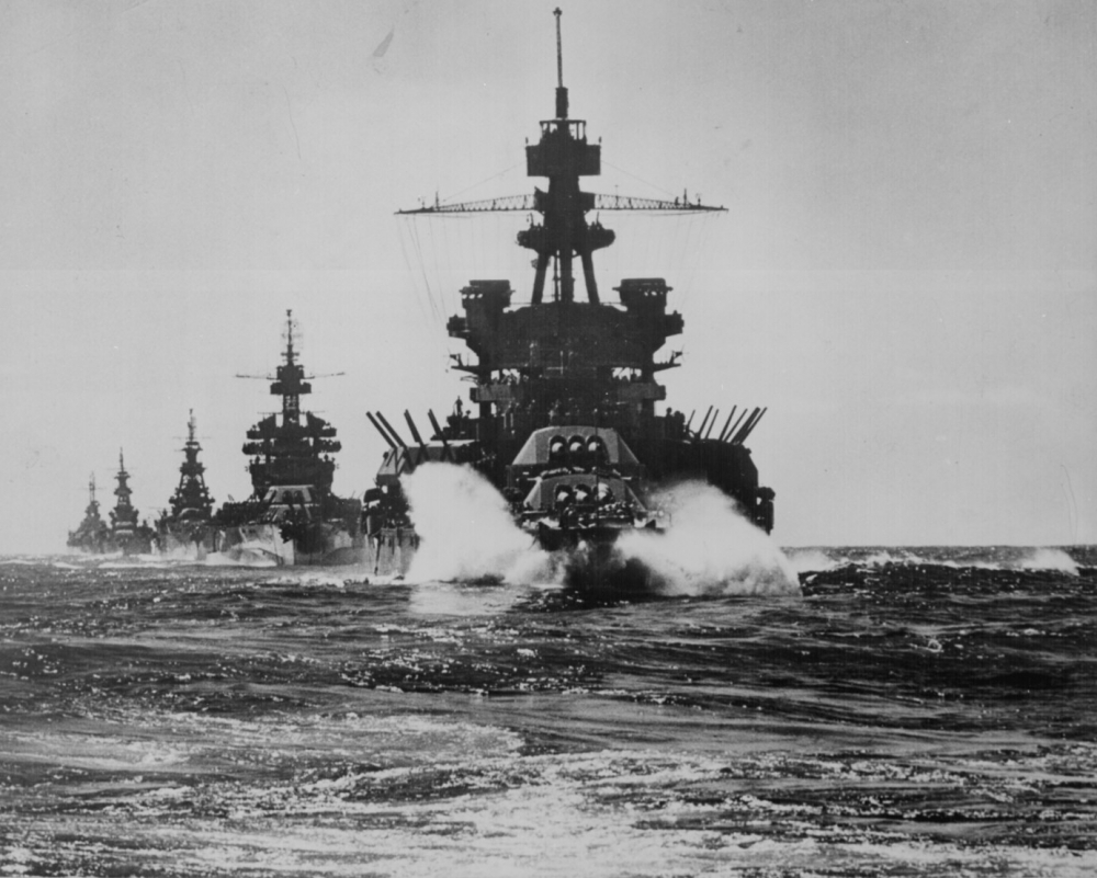 battleship followed by three cruisers