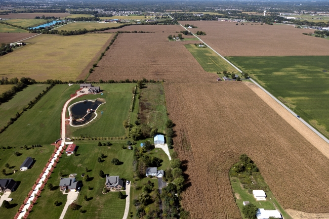 Aerial view of a farmstead Hancock County Indiana