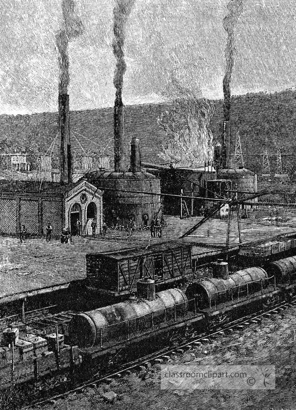 Russia Illustrations An Oil Refinery With Tank Cars Historical Illustration