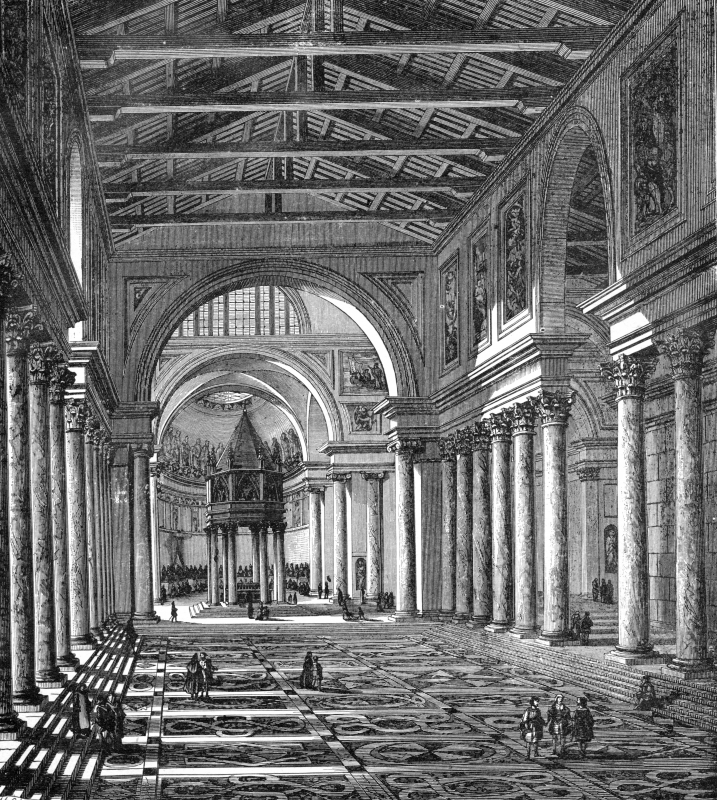 ancient basilica of st peters rome historical engraving 014