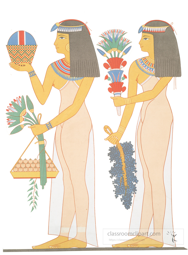 ancient egyptians offering of flowers and fruits