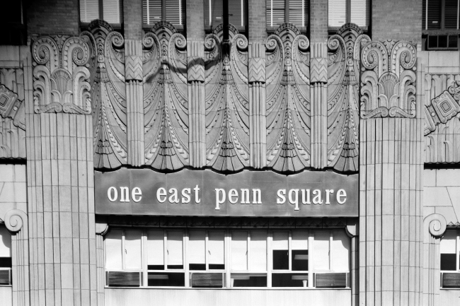 Art deco details national bank building historical photo