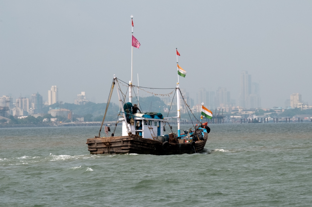 Boats in the Arabian Sea near Mumbai India
