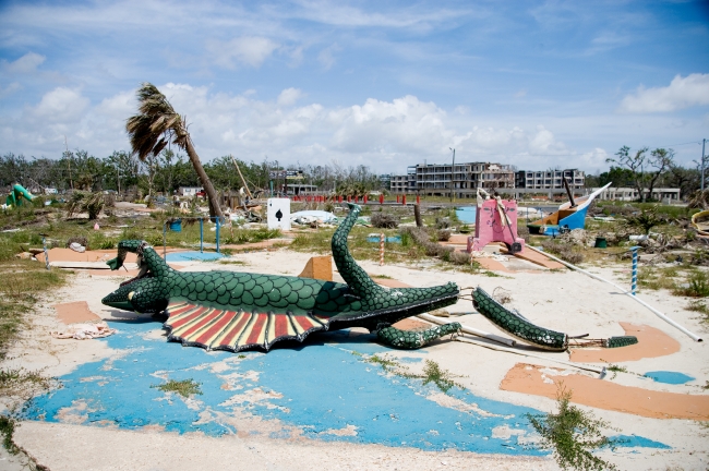 Broken miniature golf pieces in the ruins of Biloxi Mississippi 