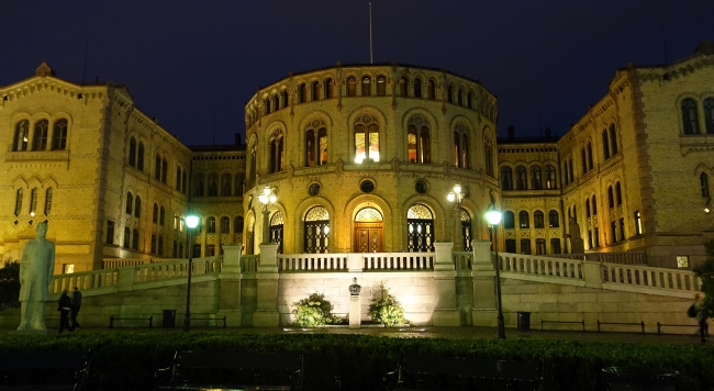 Building Night Lights Oslo Norway Photo 