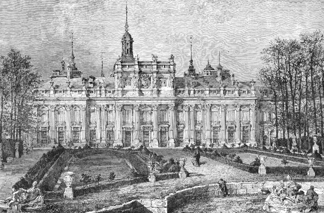 chateau spain historical engraving