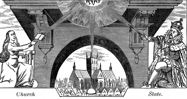 Church And State Medieval Illustration