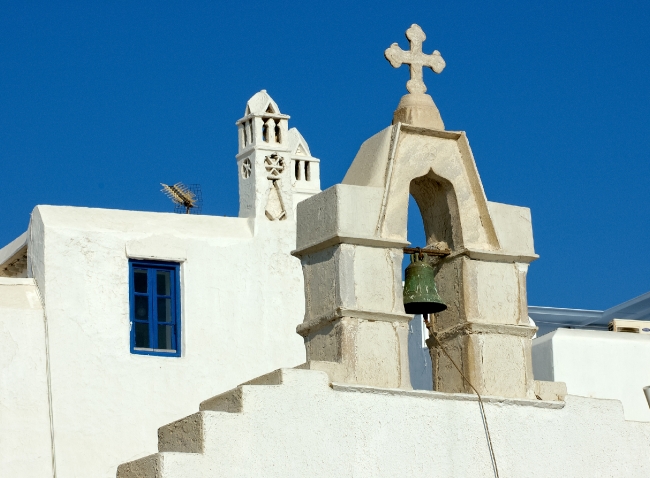 church bell tower mykonos greece 2285a