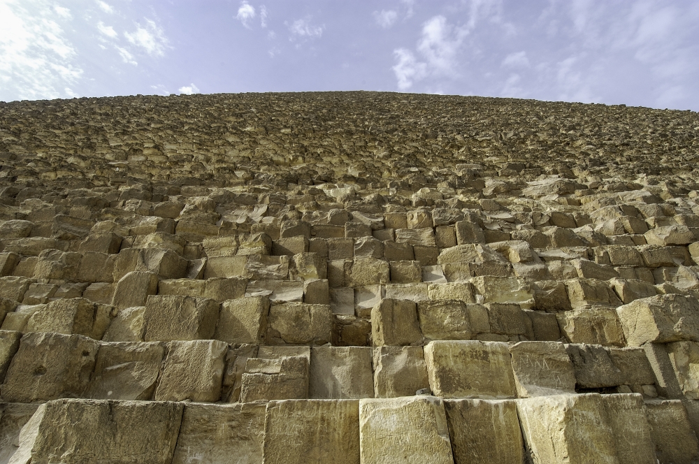 closetup view of the limestone blocks great pyramid