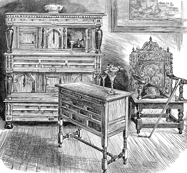 colonial furniture historical illustration