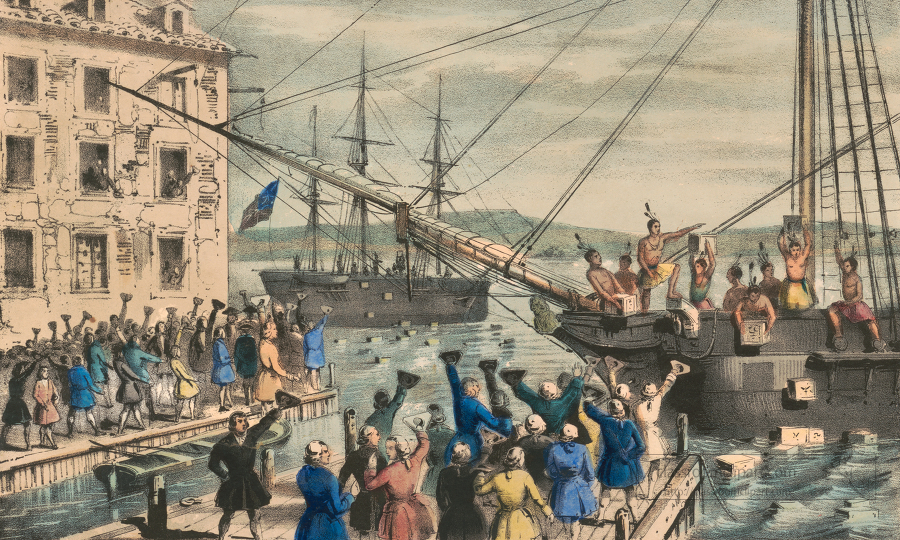 colonist destruction of tea at boston harbor