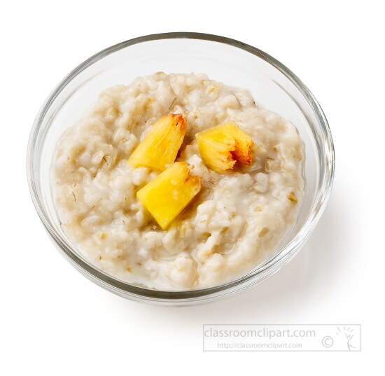 cooked oatmeal topped with three peaches