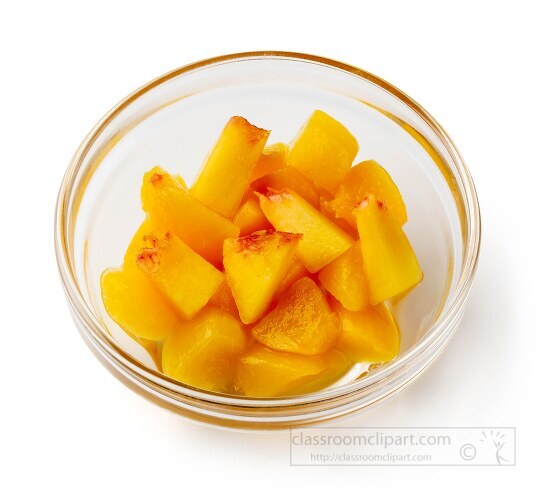 diced peaches in clear bowl