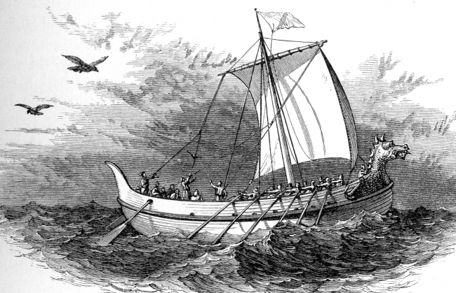 discovery iceland historical illustration