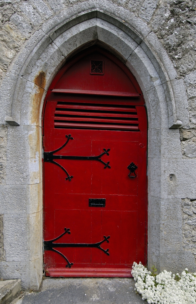 Door to the Trinitarian Abbey originally founded in 1230, Adare Ireland