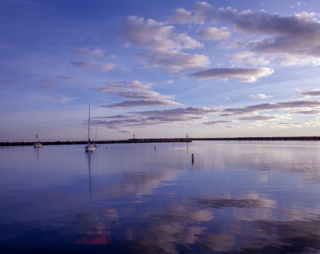 Dusk view of Old Harbor on Block Island Rhode Island