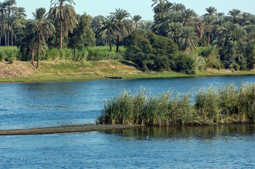 egyptian city edfu scene along nile river