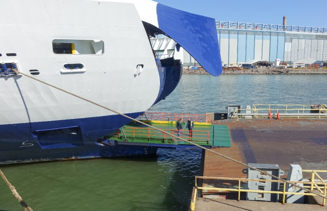 Ferry Hull Open For Loading Vehicles Helsinki Finland 