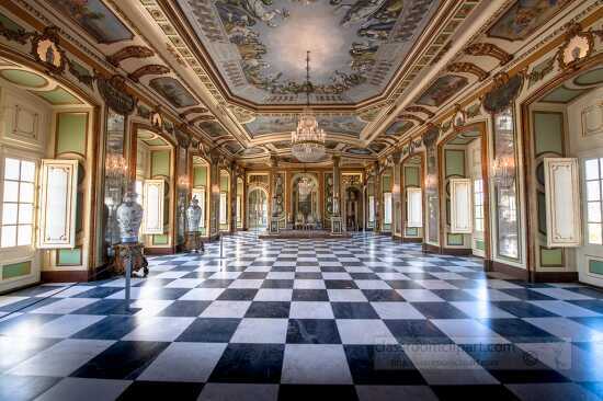Gilded walls of the Hall of Ambassadors, Palace of Queluz