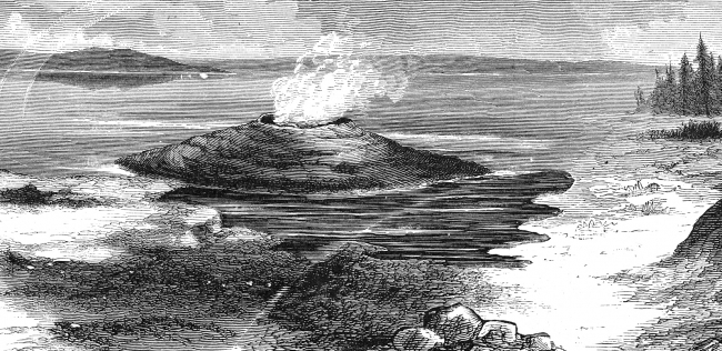 hot spring cone yellowstone historical illustration