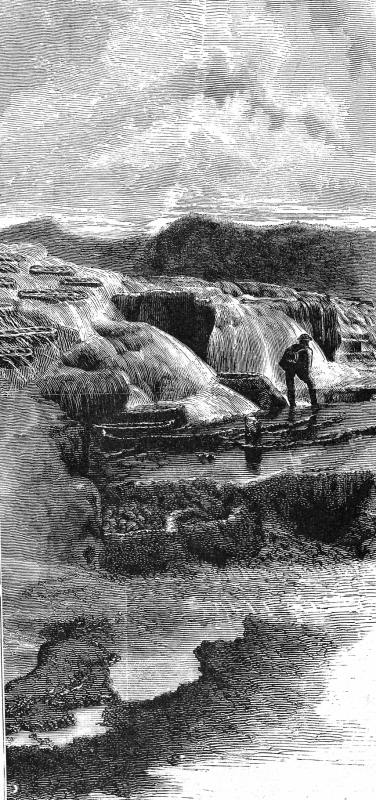 hot springs near gardiners river yellowstone historical illustra
