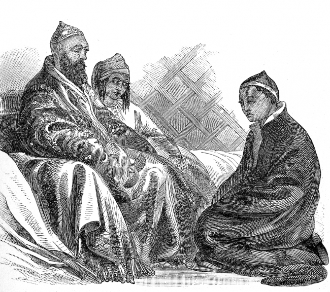 Kirghese Chief And Family Historical Illustration