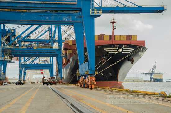 large cargo ship docked at port of baltimore