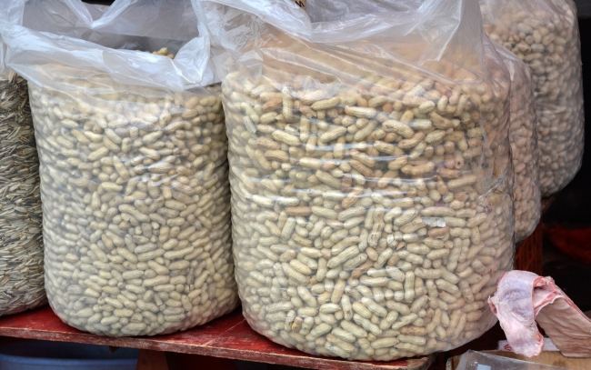 Larrge Bags Peanuts For Sale Market Asia Photo Image