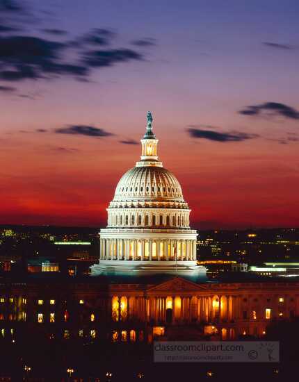 Lights of the US Capitol Washington at night