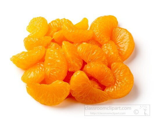Mandarin orange slices on white background