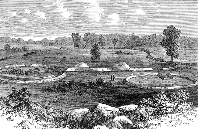 mound builders historical illustration