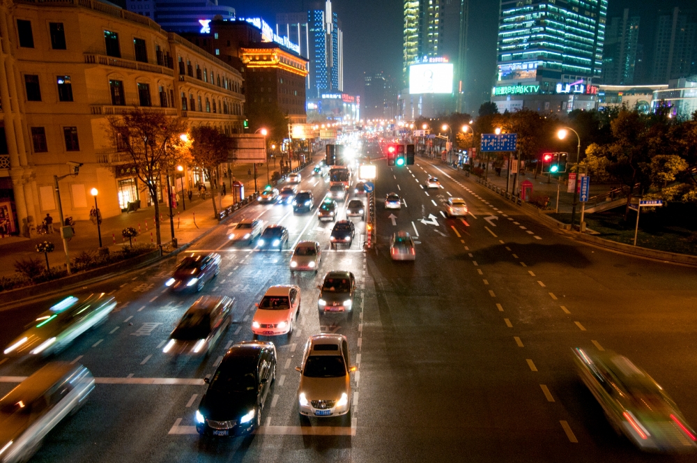 night traffic Shanghai china