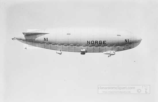 Norge airship in sky after leaving hanger